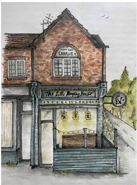 Watercolour of a small cottage-style commission.